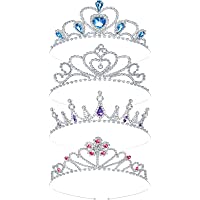 4 Coronas de Diamantes de Imitación Plateada para Niñas Tiara de Cristal de Niñas Corona de Princesa de Diamantes de…